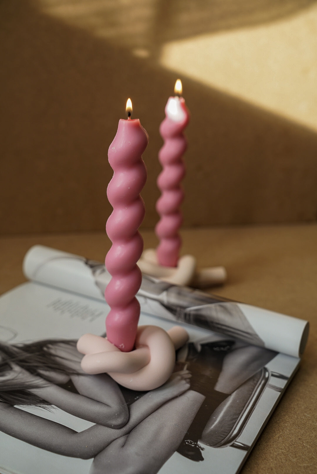 Set of Two Spiral Taper Candles