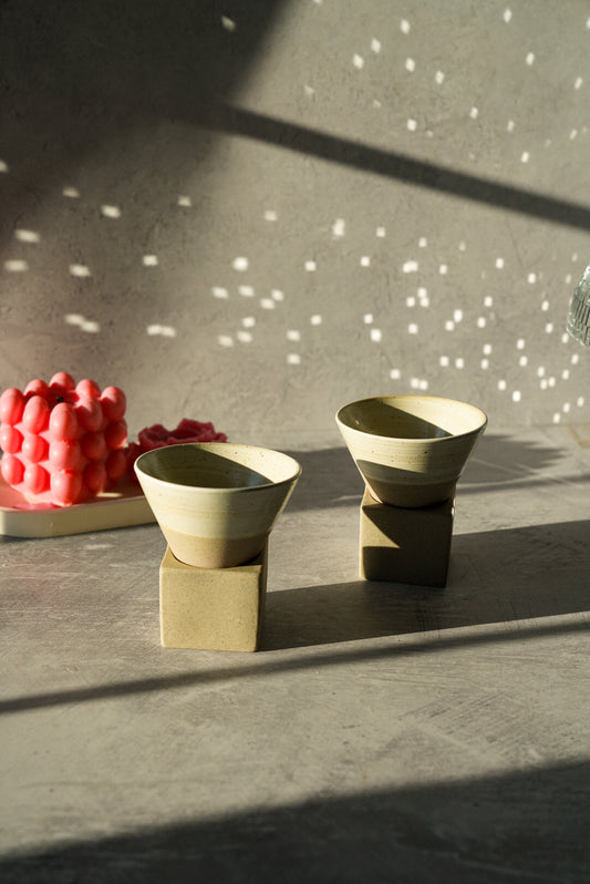 Triangular Cone Shape Ceramic Coffee Cup