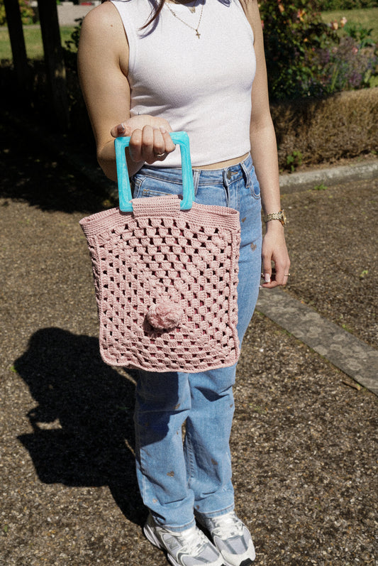 Powder Pink Handcrafted Boho Tote Bag