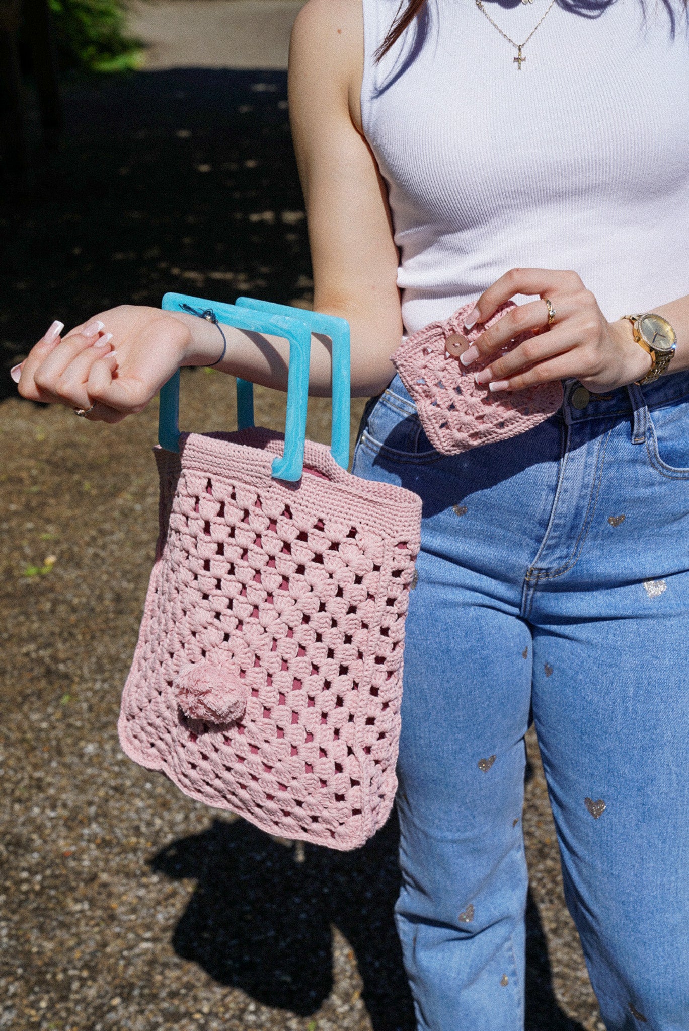 Powder Pink Handcrafted Boho Tote Bag