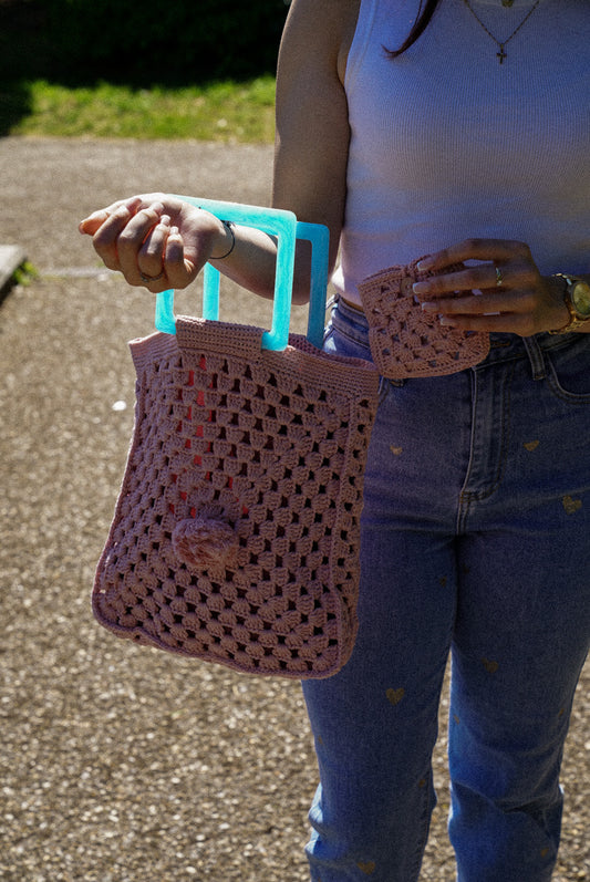 Powder Pink Handcrafted Boho Tote Bag