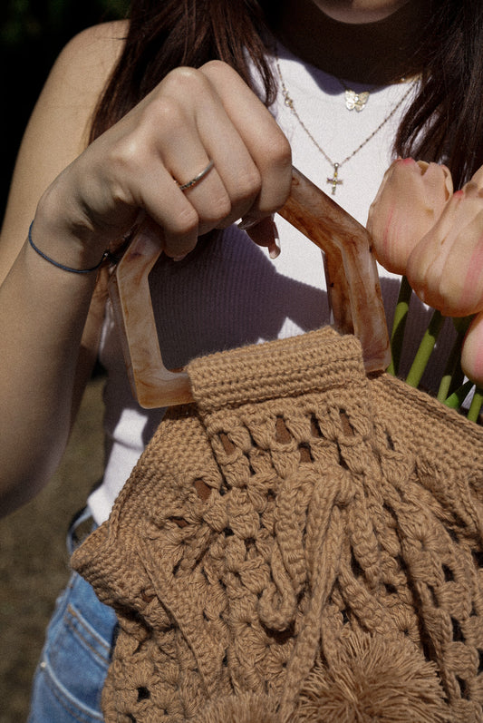 Brown Handcrafted Boho Tote Bag
