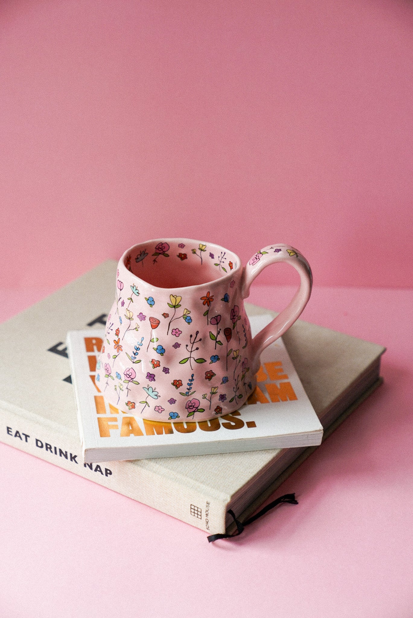 Pink Flower Ceramic Coffee Cup / Tea Mug