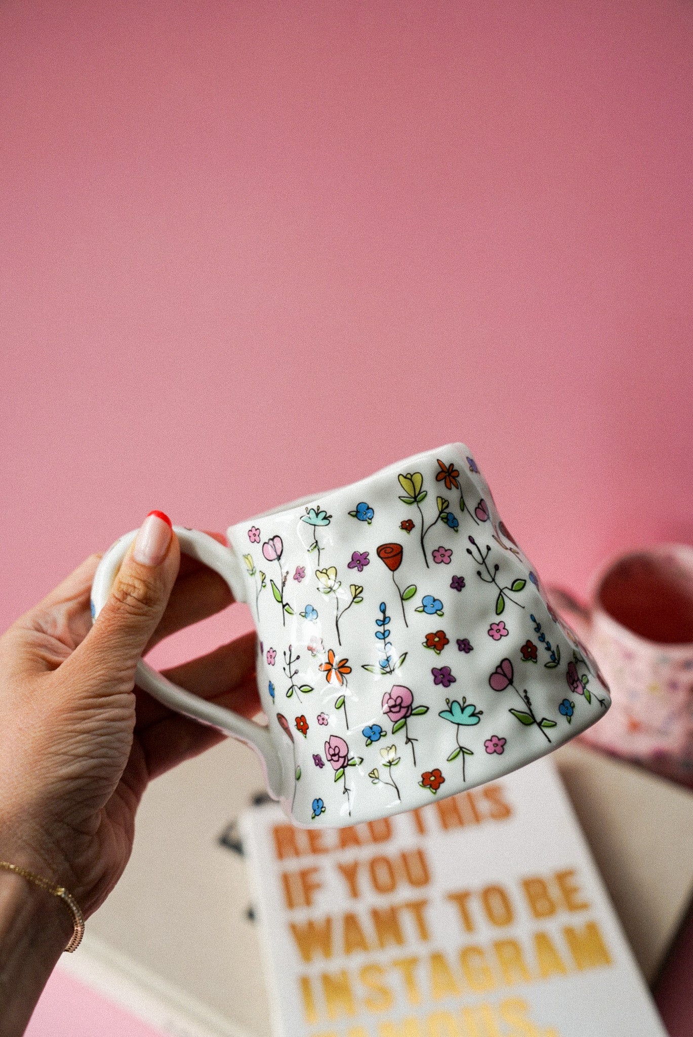 Holding White Flower Ceramic Coffee Cup / Tea Mug