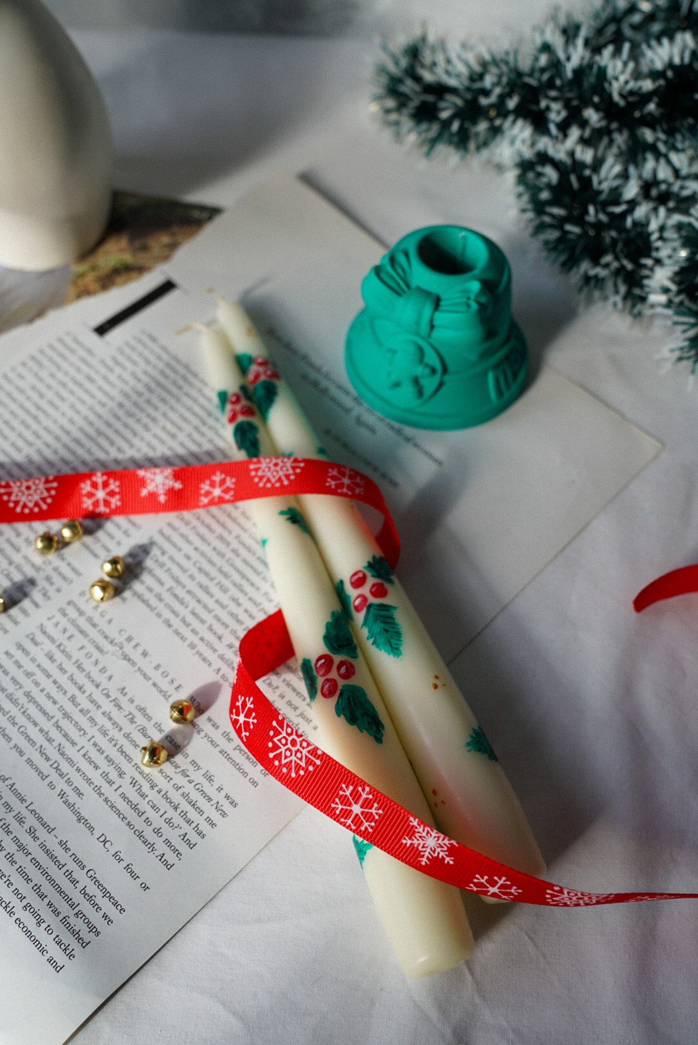 Festive Hand Painted Taper Candles