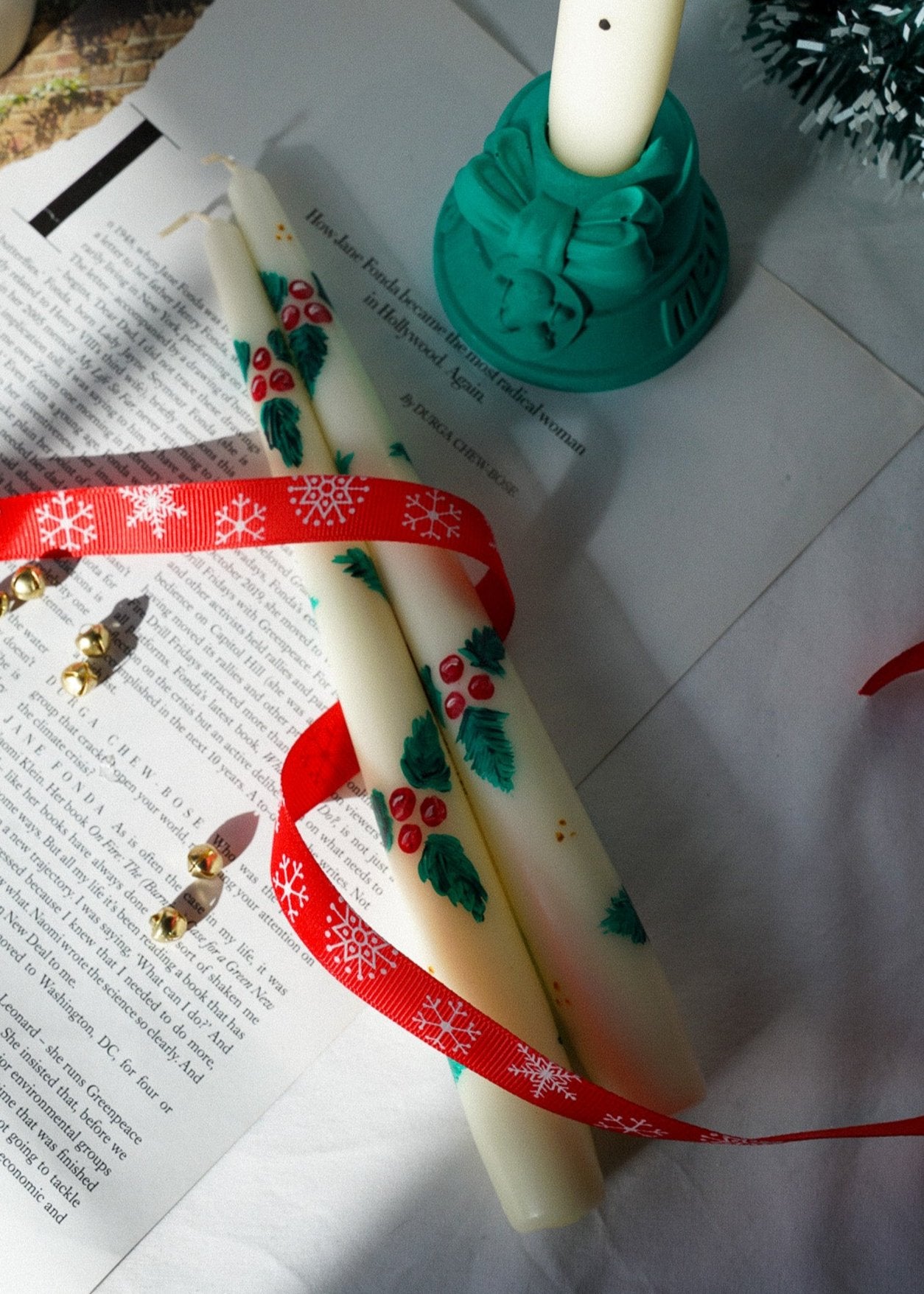 Festive Hand Painted Taper Candles