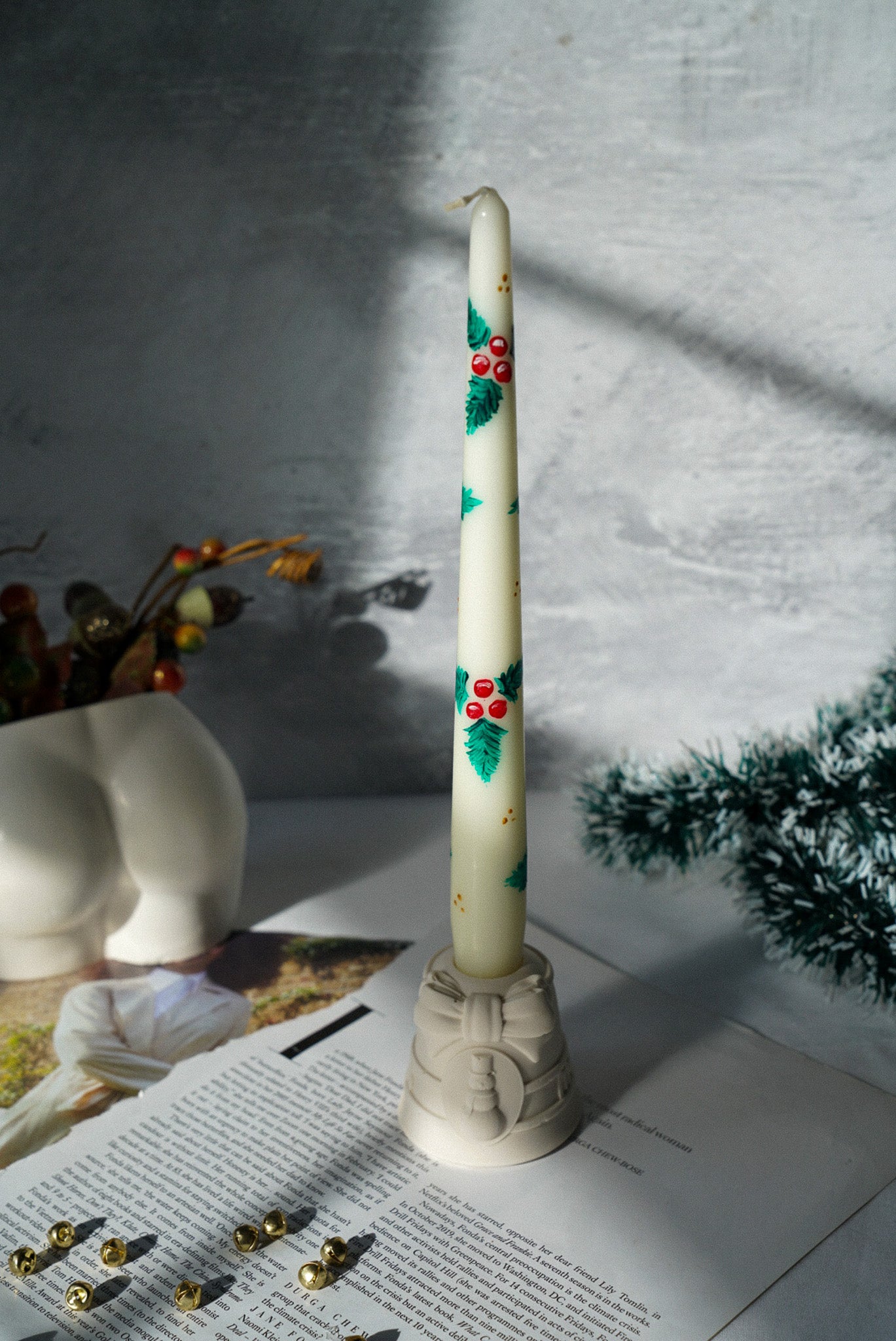 Festive Hand Painted Taper Candles
