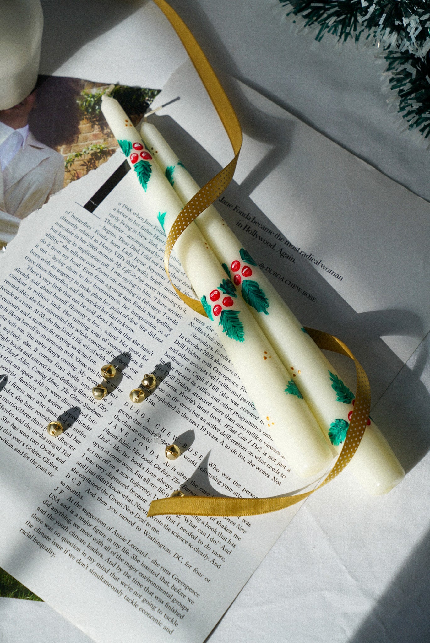 Festive Hand Painted Taper Candles