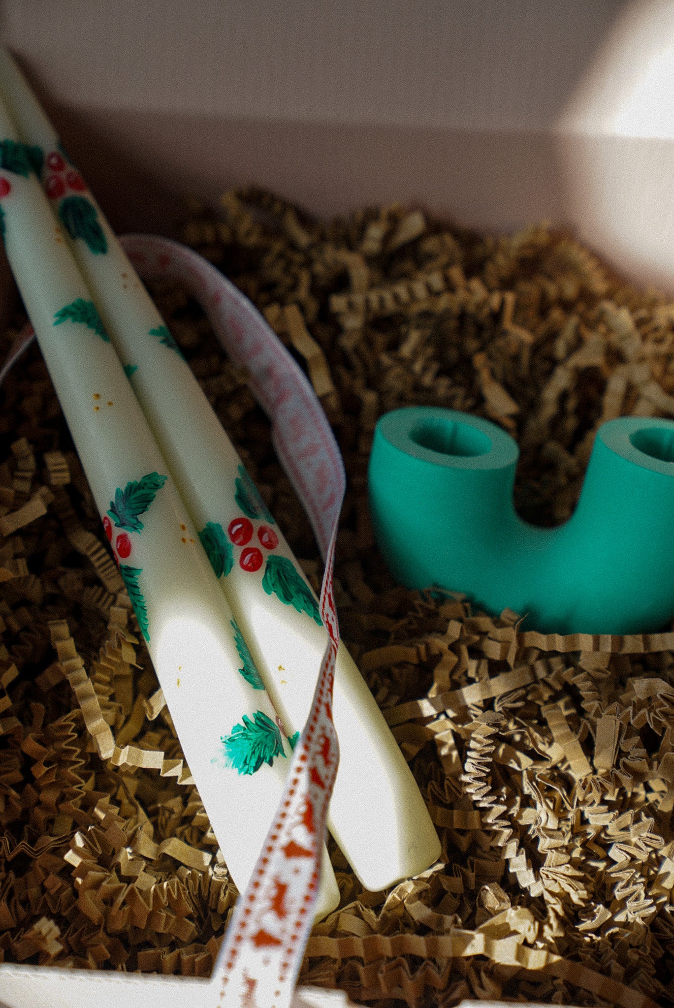 Festive Hand Painted Taper Candles