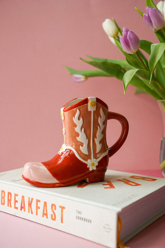 Pink Cowboy Boot Shaped Mug