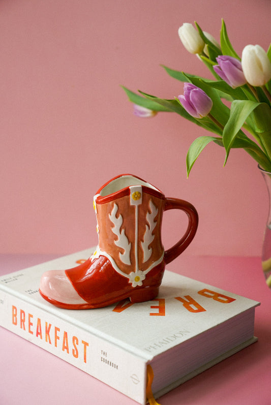 Pink Cowboy Boot Shaped Mug