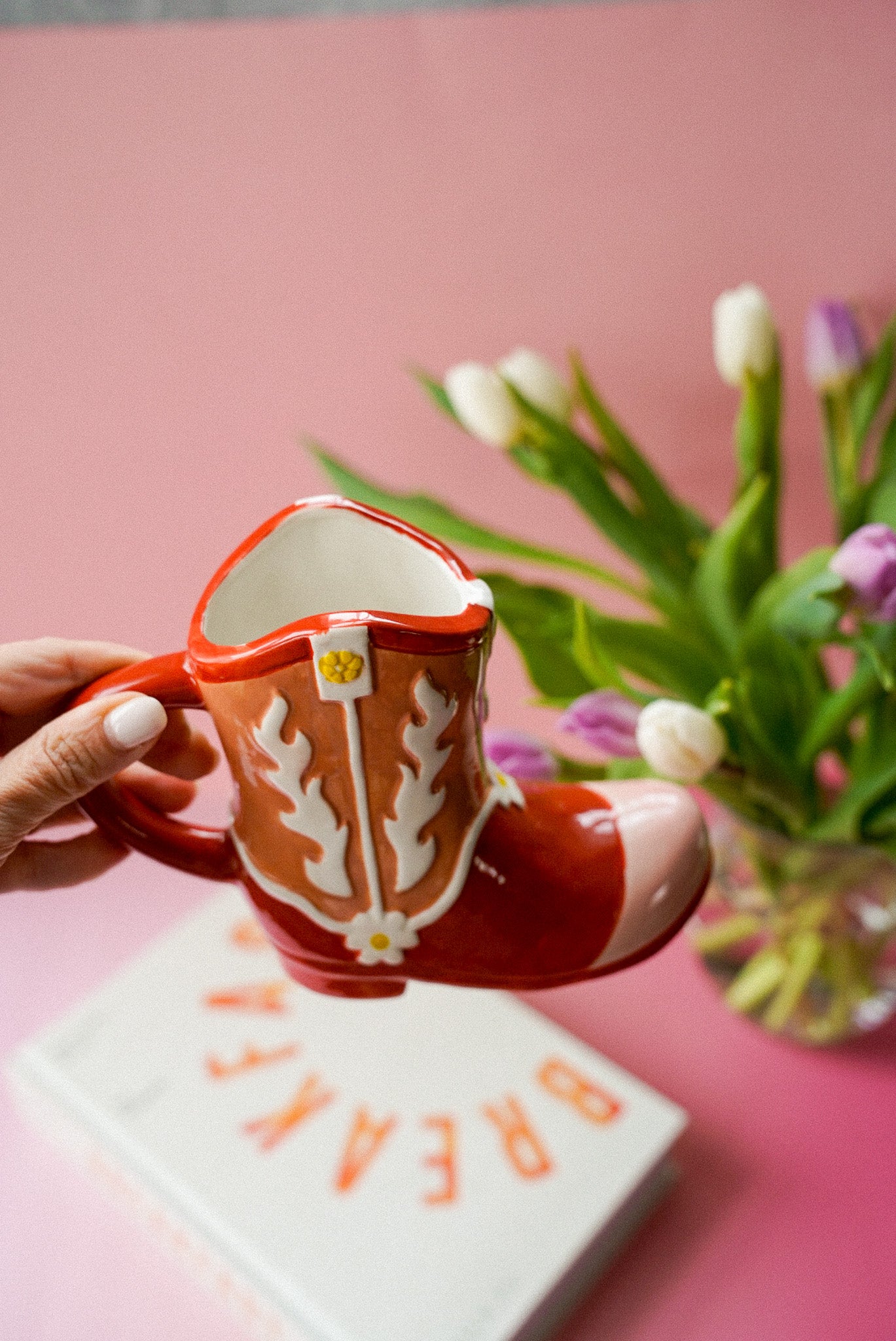 Pink Cowboy Boot Shaped Mug