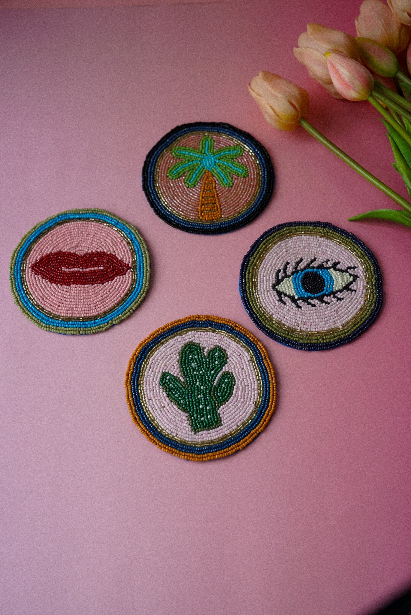 Icon Beaded Coasters Set of 4