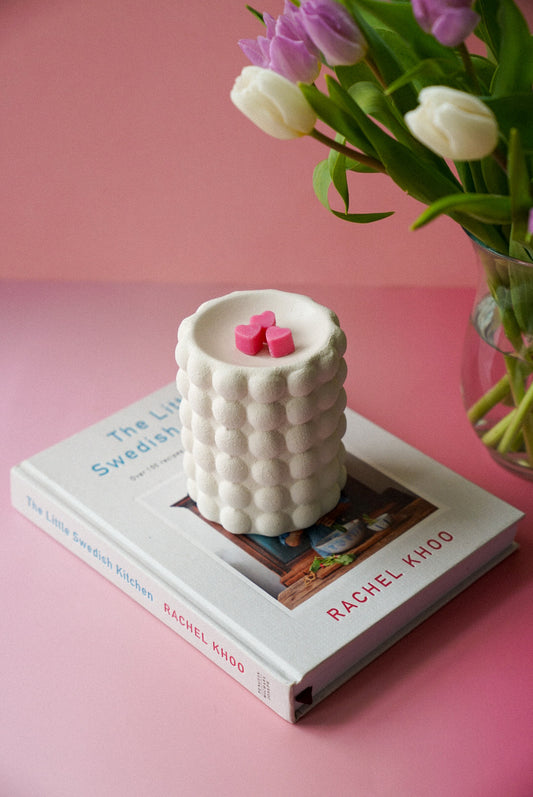 Cream Speckle Bubble Oil Burner and Wax Warmer