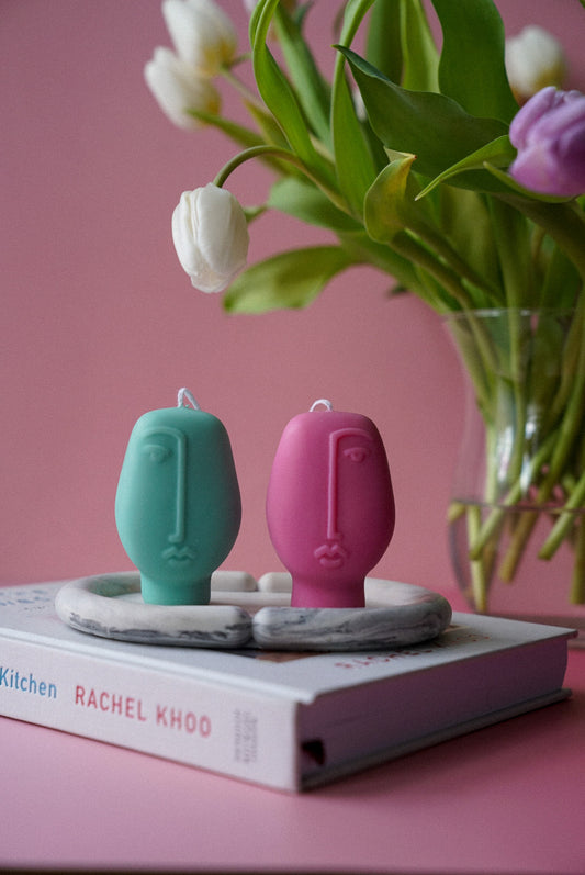 Abstract Picasso Face Candle