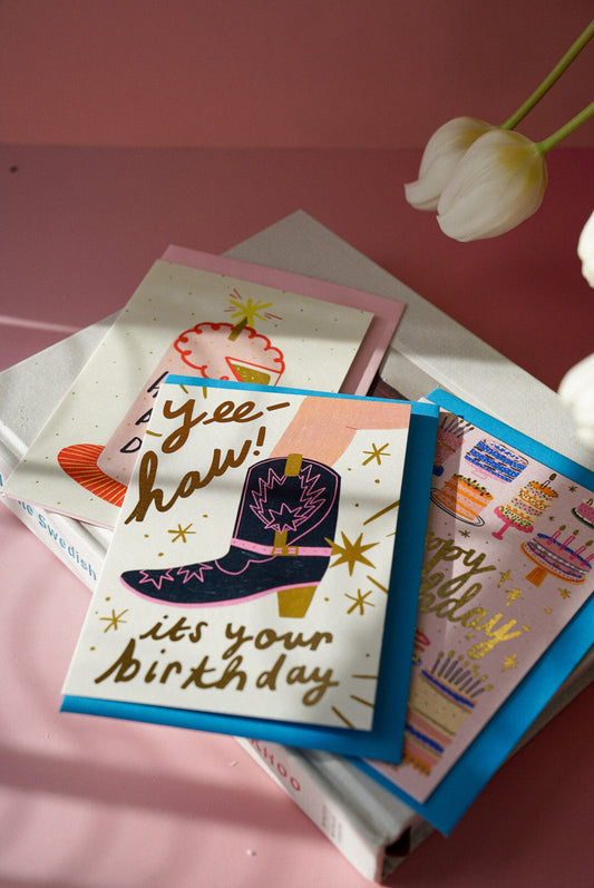 Cowgirl Boot Birthday Card