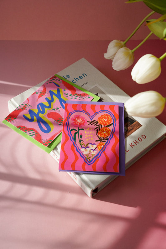 I'm Here For You Floral Heart Greetings Card