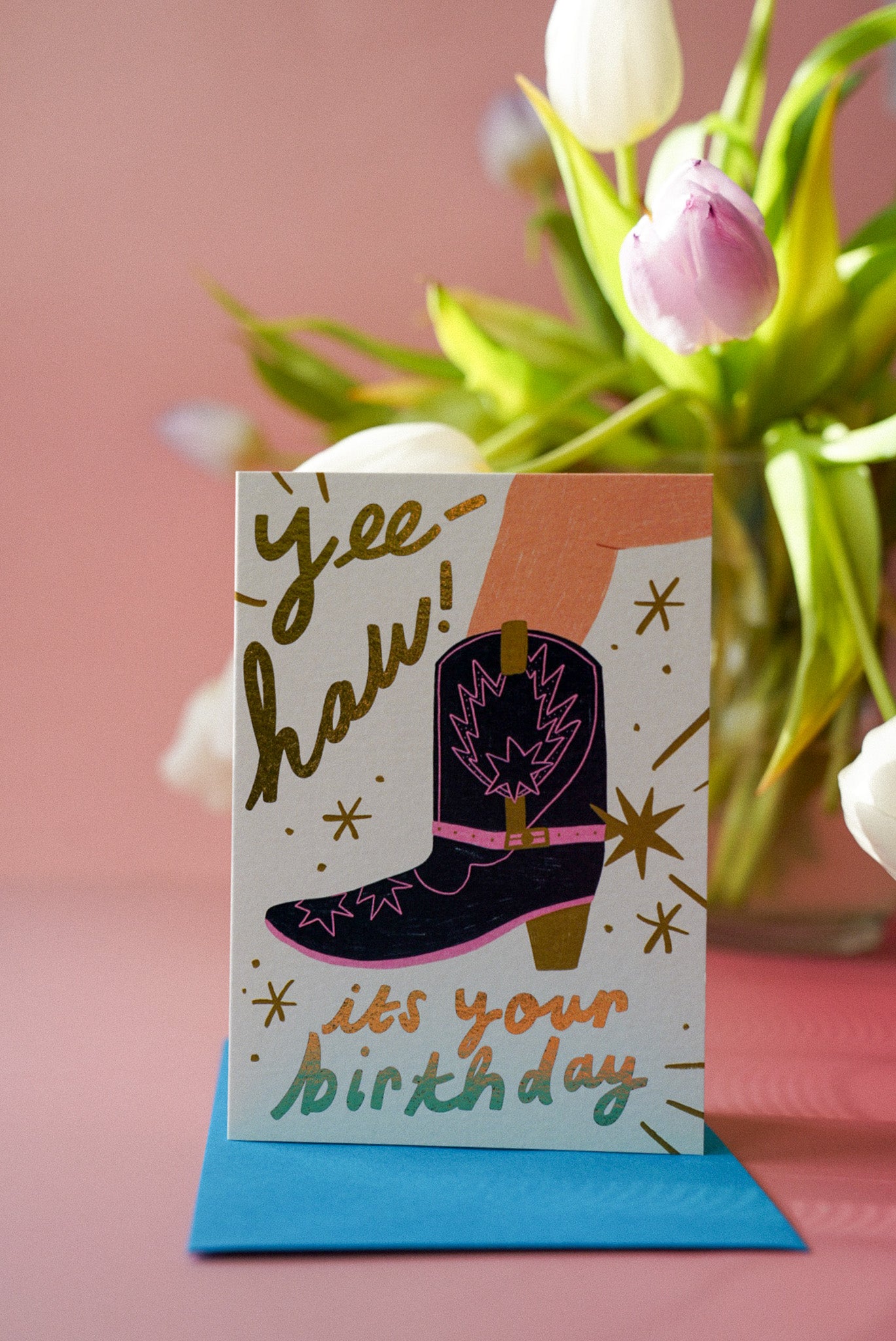 Cowgirl Boot Birthday Card
