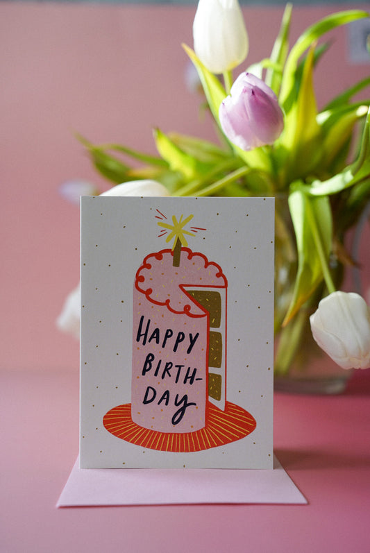 Happy Birthday Pink Cake Card