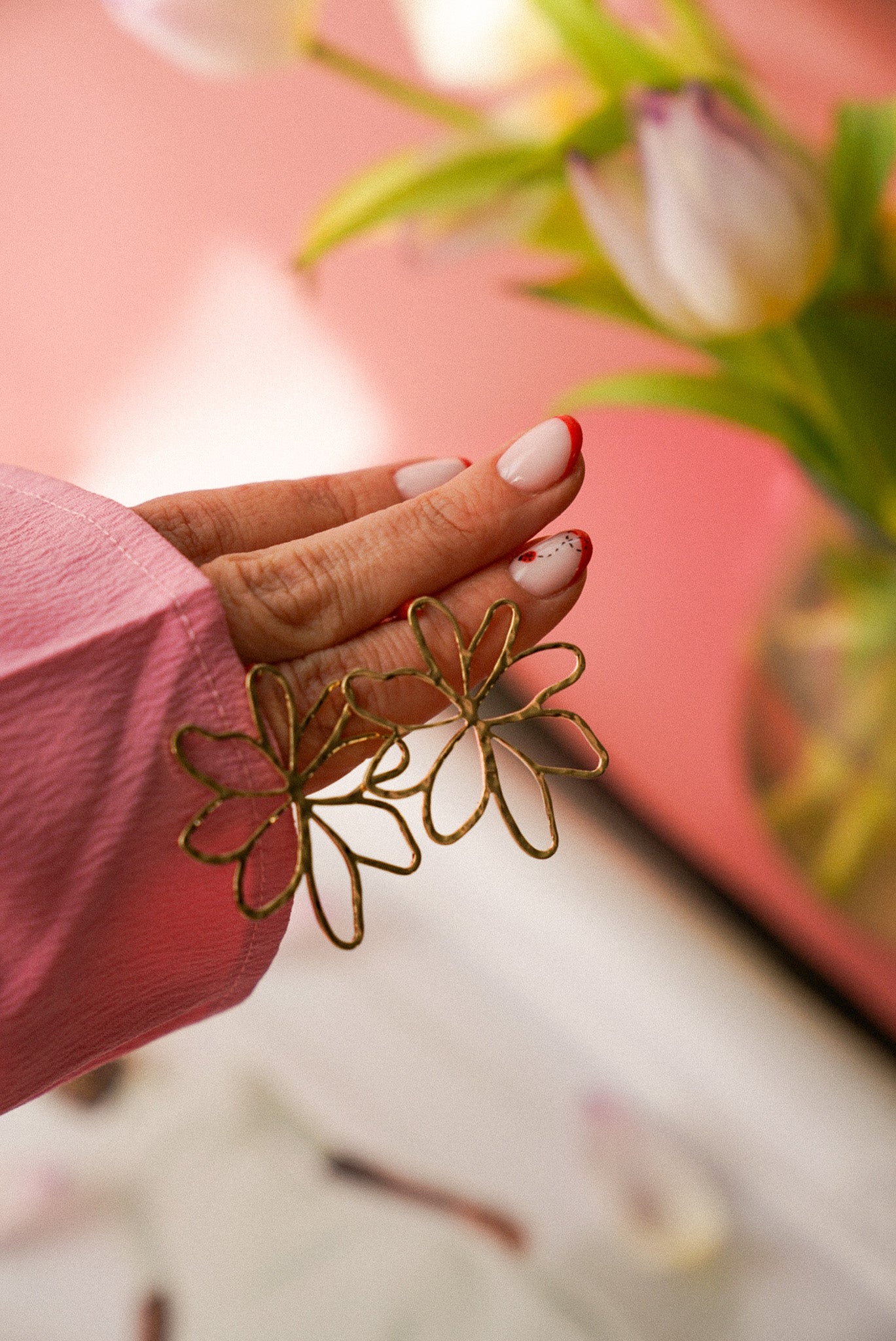 Flower Gold Coloured Earrings