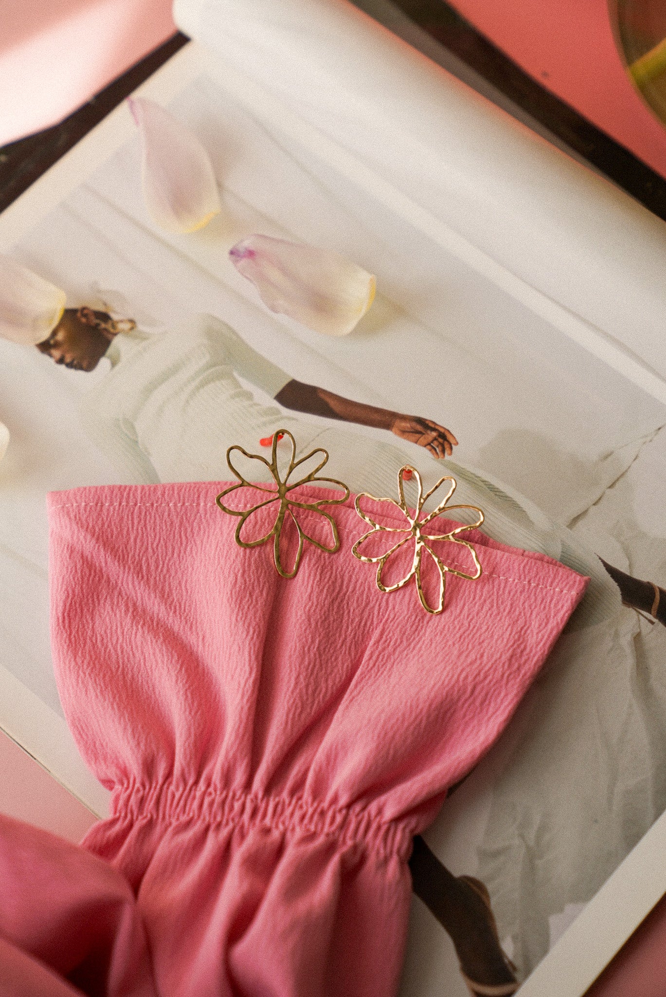 Flower Gold Coloured Earrings