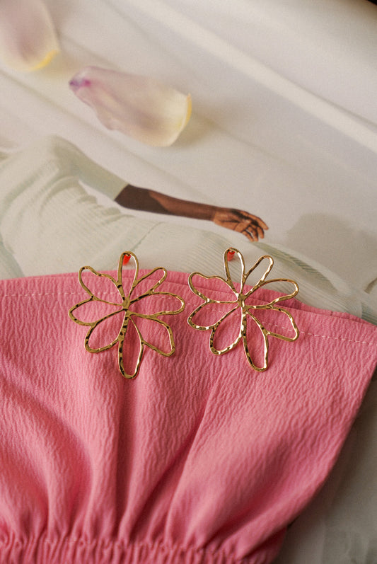 Flower Gold Coloured Earrings