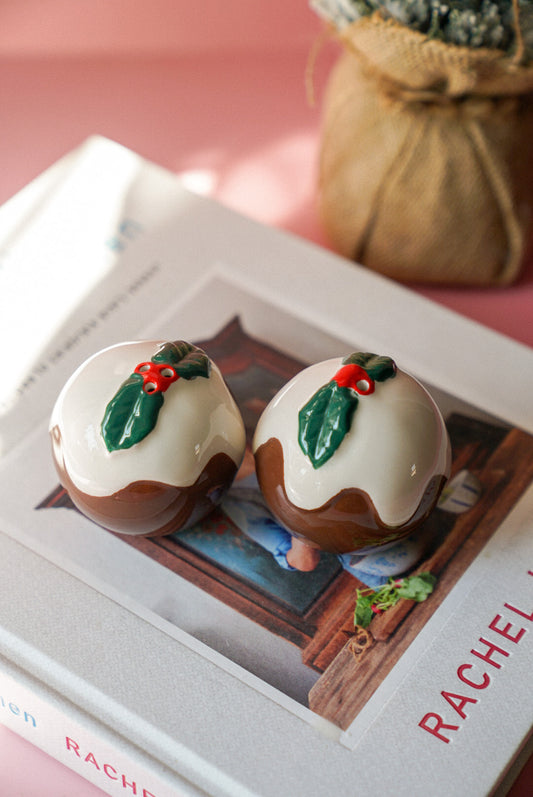 Christmas Pudding Salt and Pepper Shakers