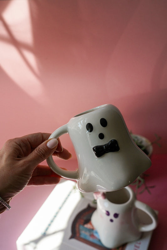 Mr and Mrs Boo Ghost Shaped Halloween Mug Set