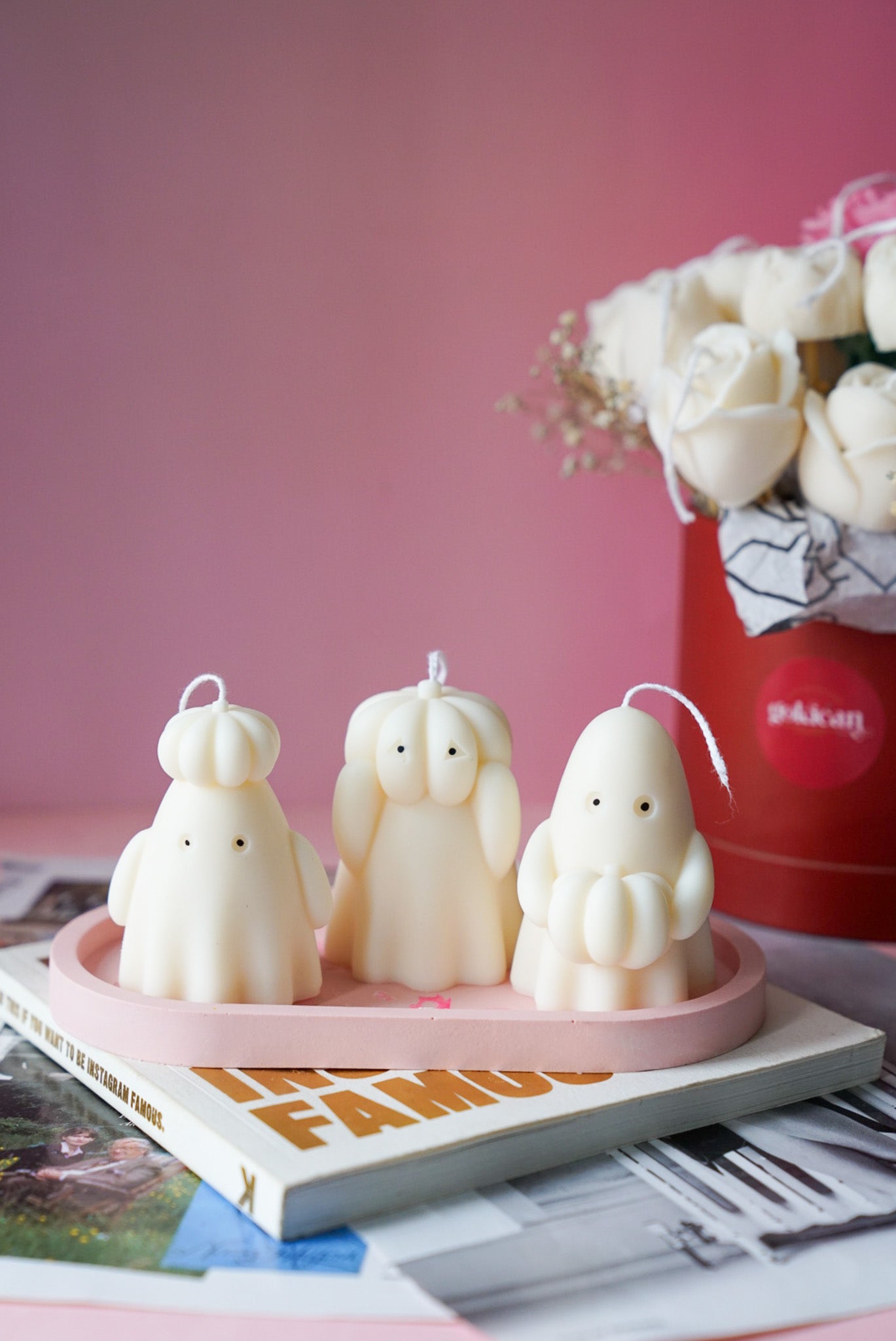 Ghost with Pumpkin Hat Soy Wax Candle