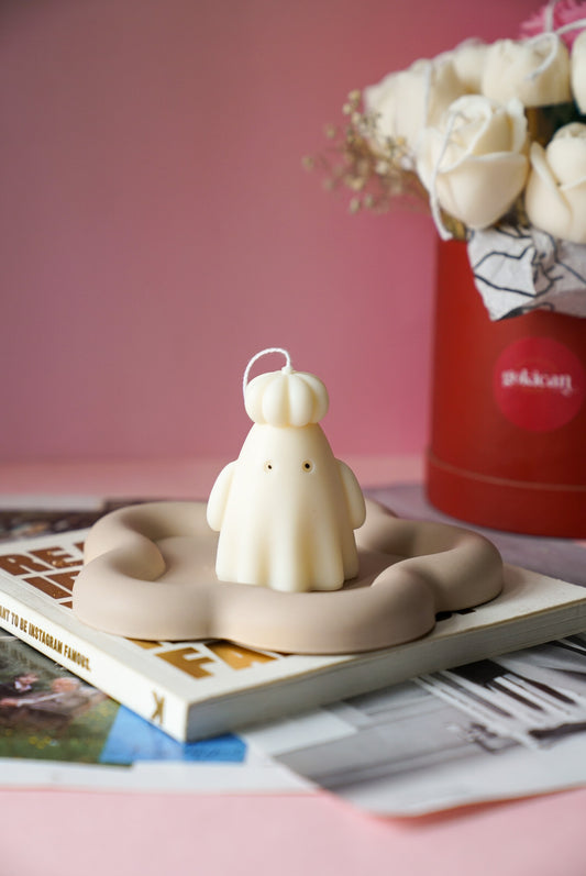 Ghost with Pumpkin Hat Soy Wax Candle