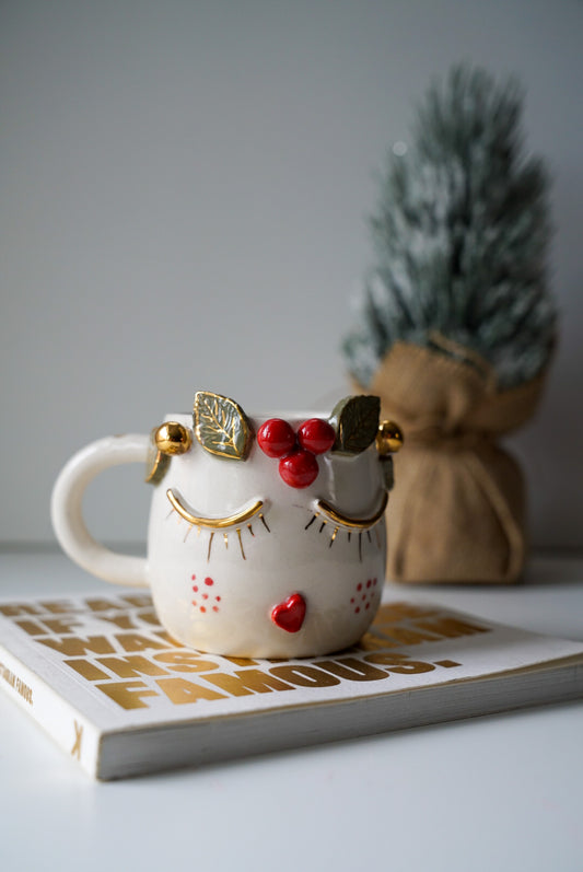 Mistletoe Girl Ceramic Coffee / Tea Cup