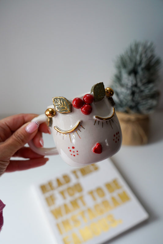 Mistletoe Girl Ceramic Coffee / Tea Cup