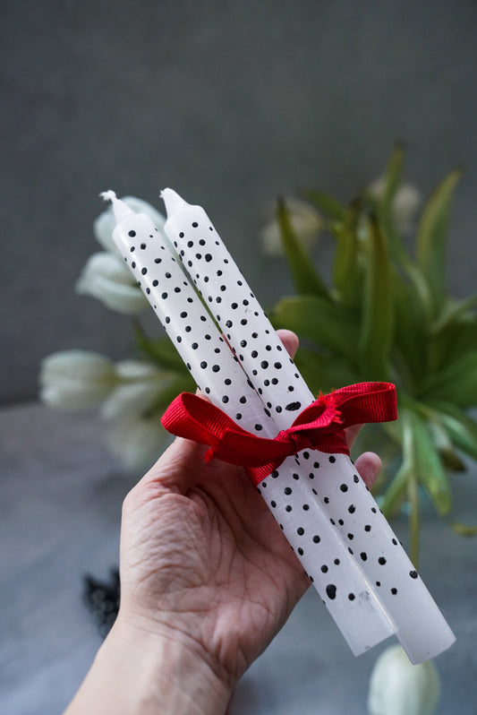 Unique Polka Dot Dinner Candles