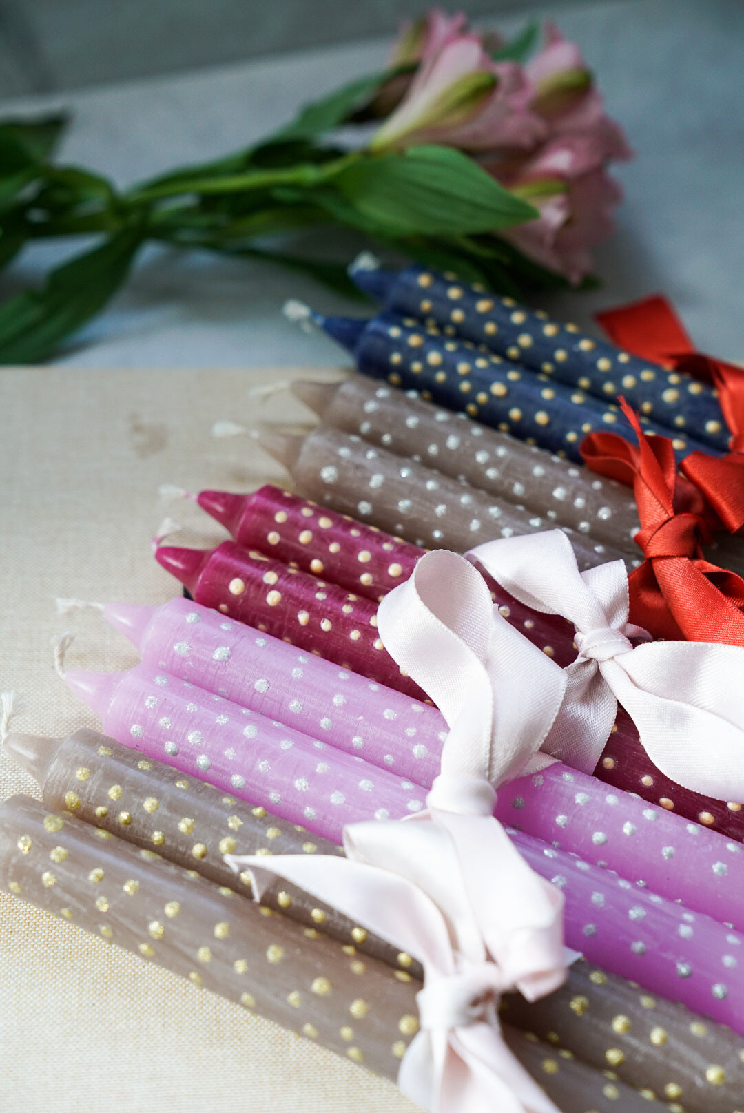 Unique Polka Dot Dinner Candles