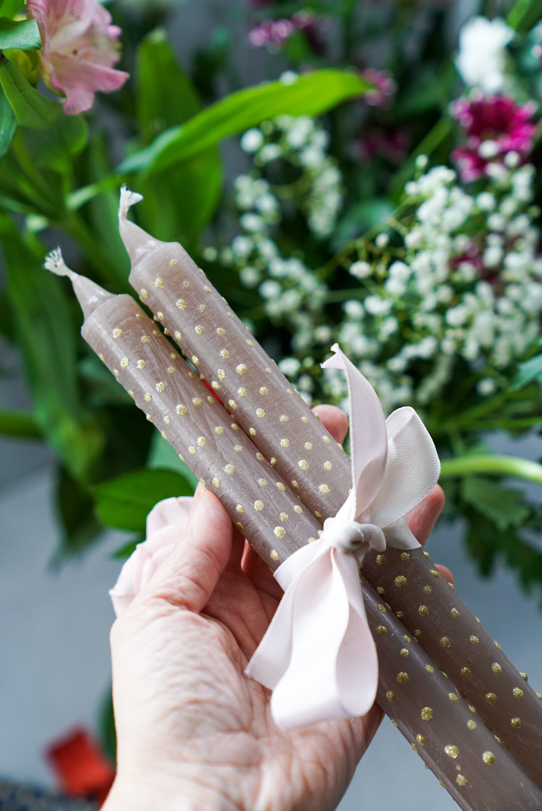 Unique Polka Dot Dinner Candles