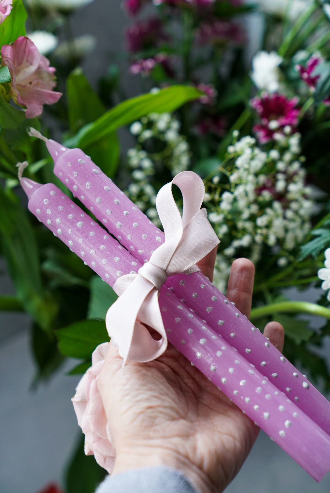Unique Polka Dot Dinner Candles