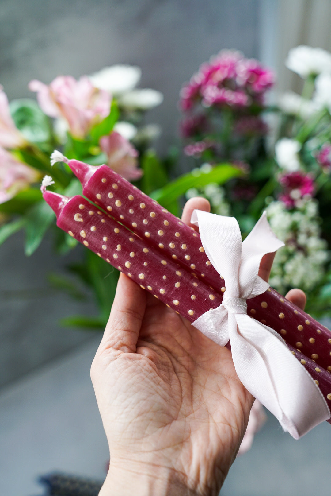 Unique Polka Dot Dinner Candles