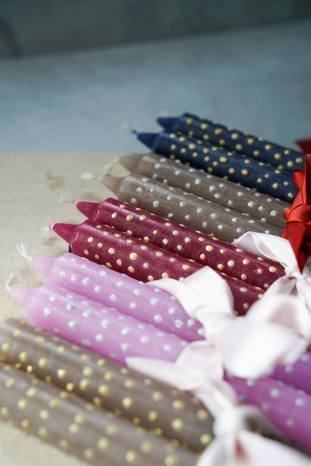 Unique Polka Dot Dinner Candles