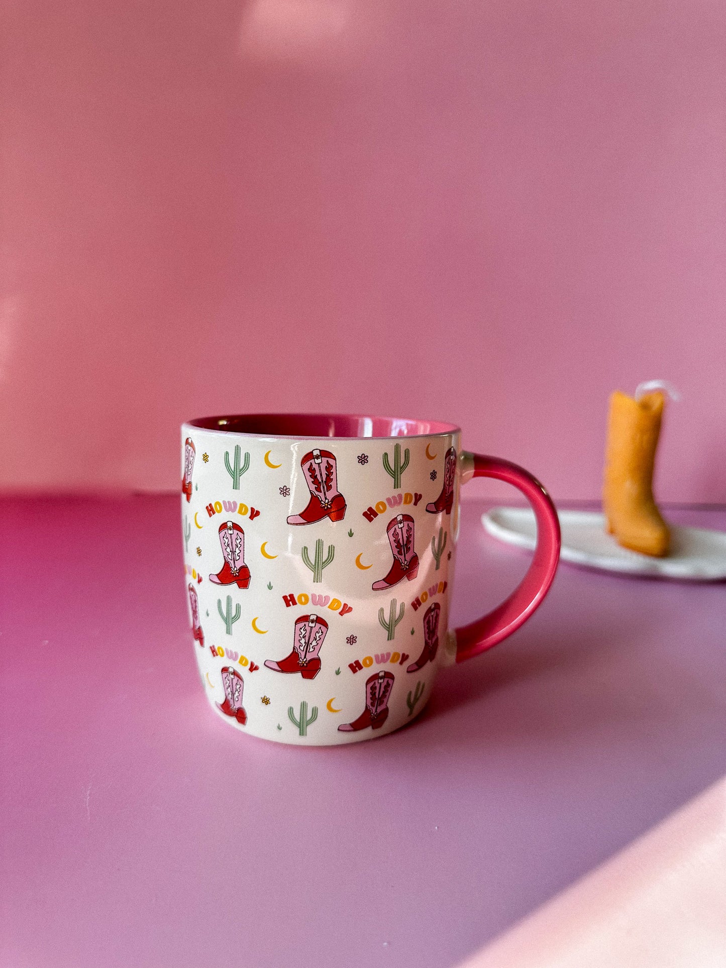 Howdy Pink Cowboy Boot Print Coffee / Tea Mug
