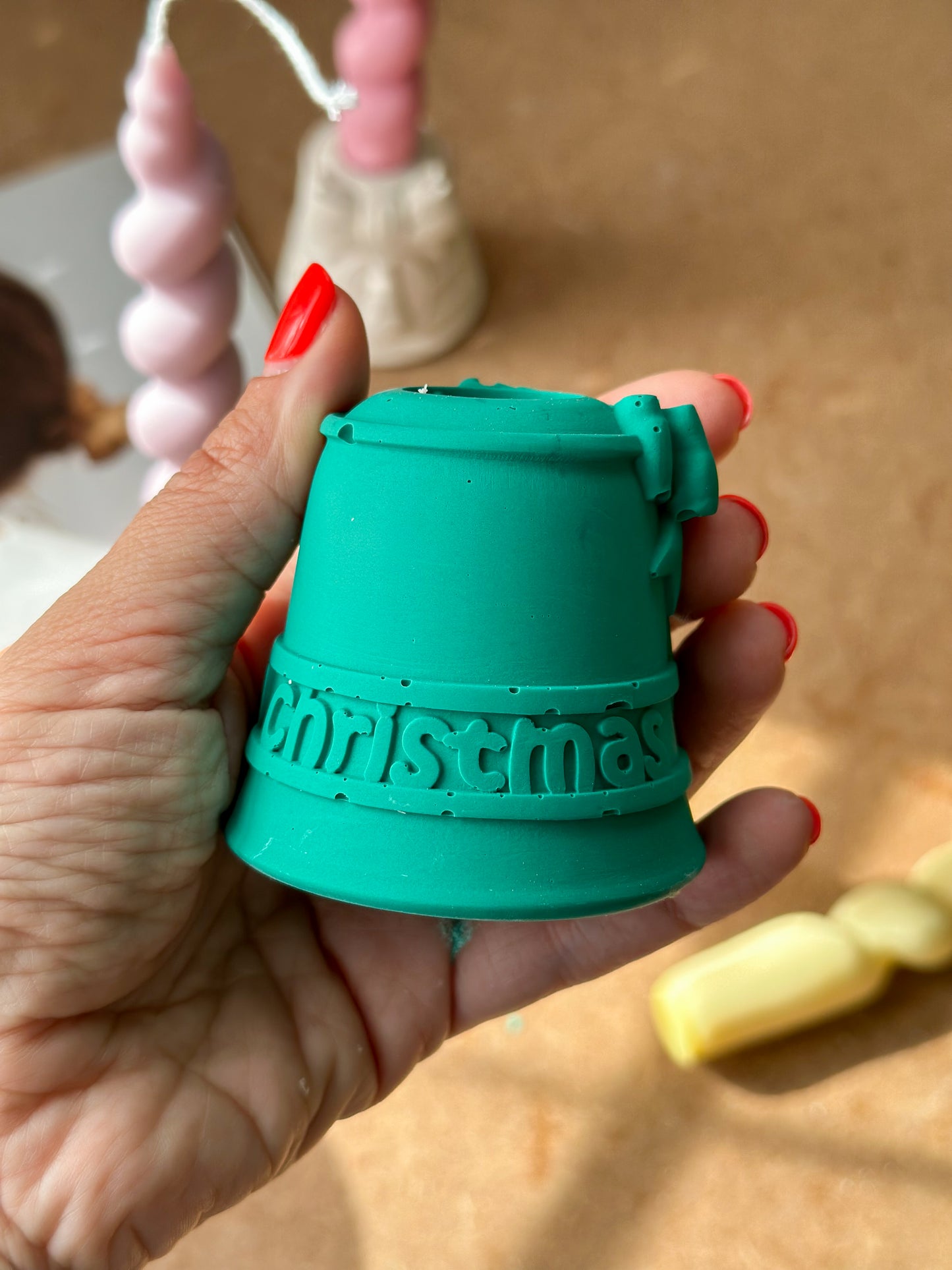 Christmas Candle Holders With written Merry Christmas