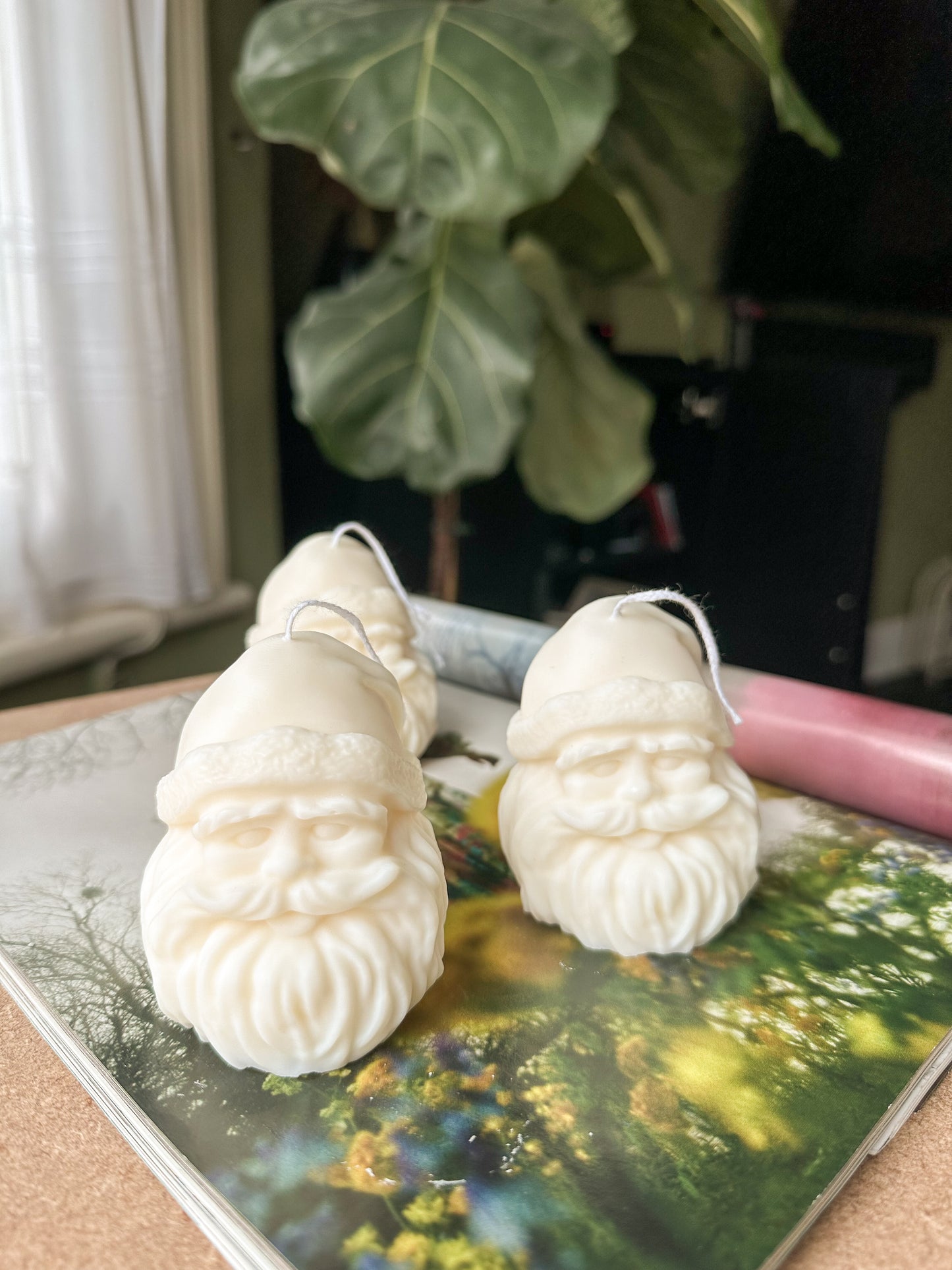 Santa Head Christmas Candle