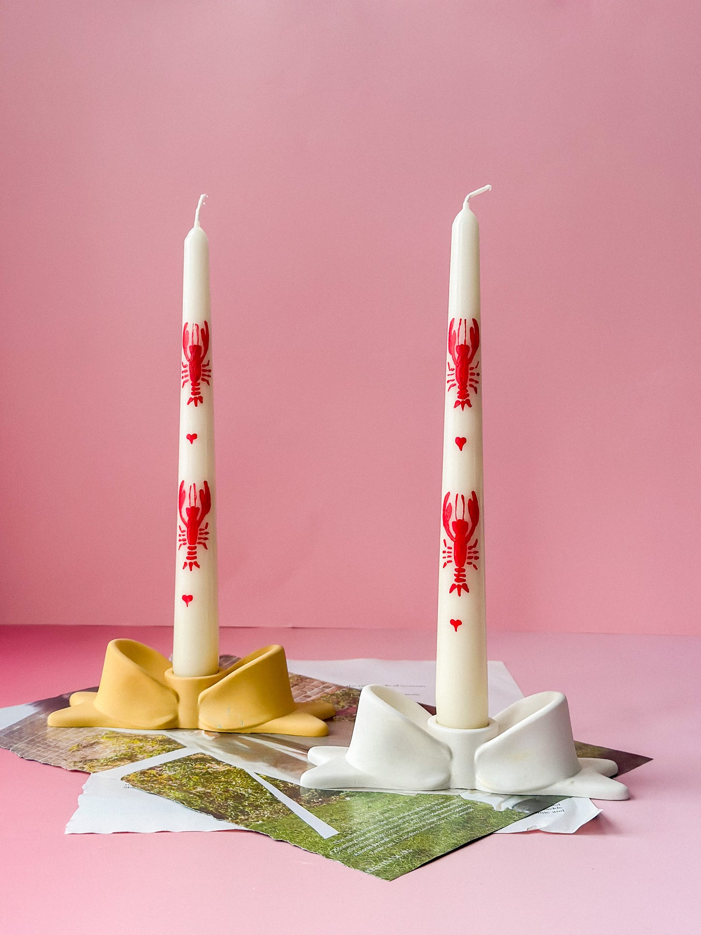 Hand Painted Lobster Pillar Candle