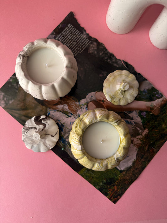 Minimalist pumpkin shaped candle