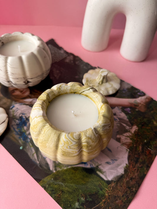 Minimalist pumpkin shaped candle