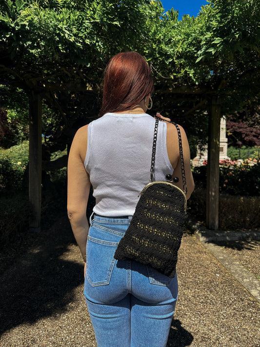 Black Handcrafted Boho Day and Night Bag