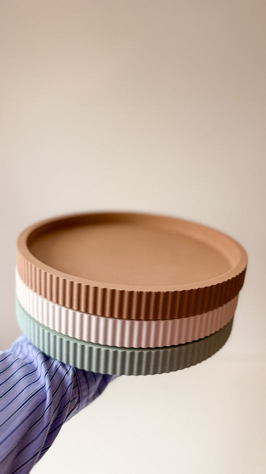 Large Ribbed Decorative Tray