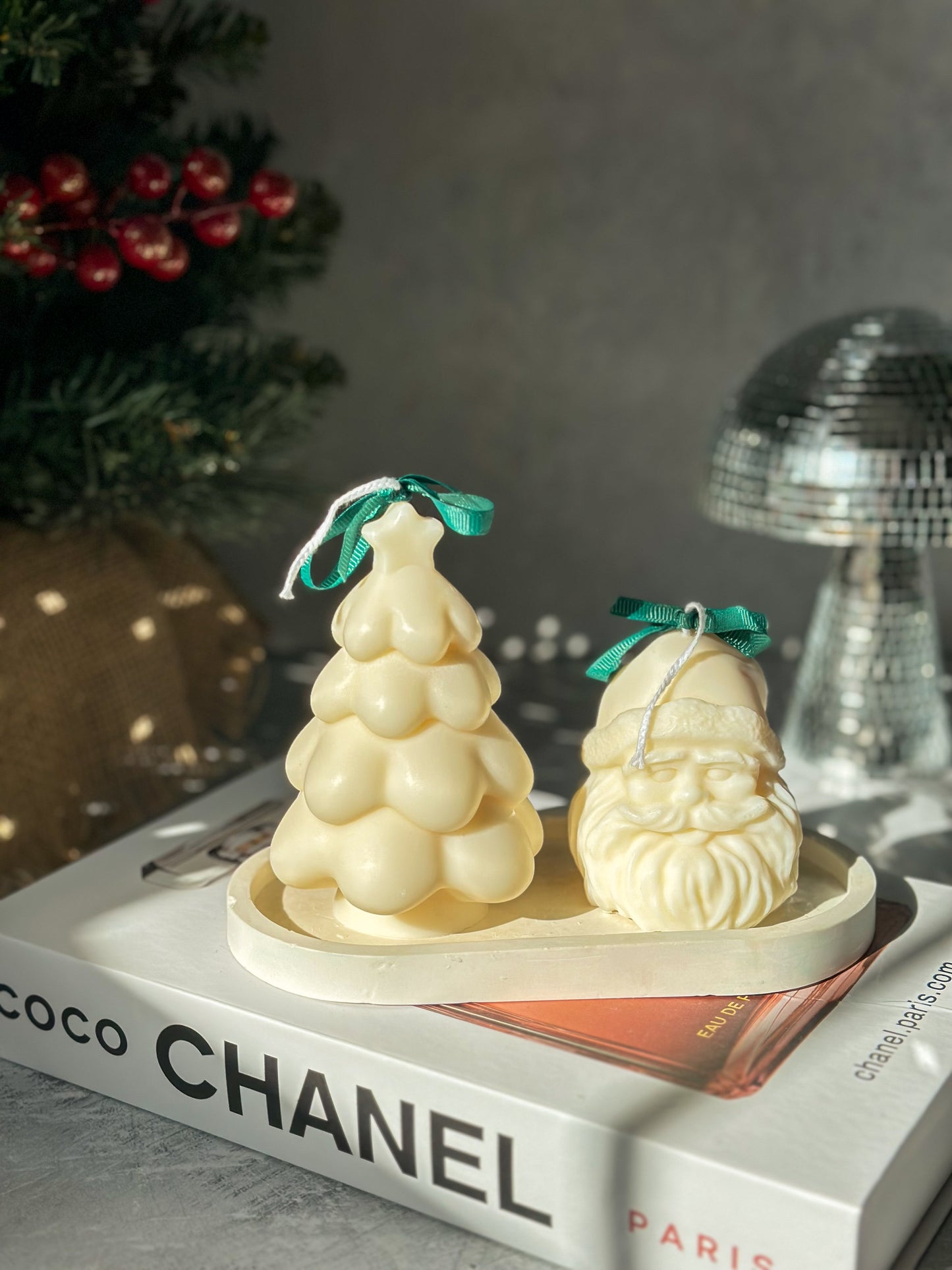 Santa Head Christmas Candle