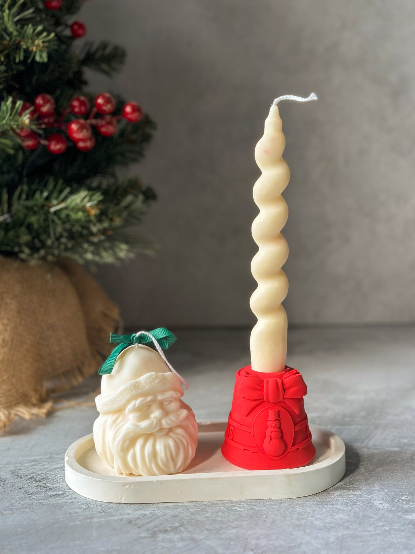 Santa Head Christmas Candle