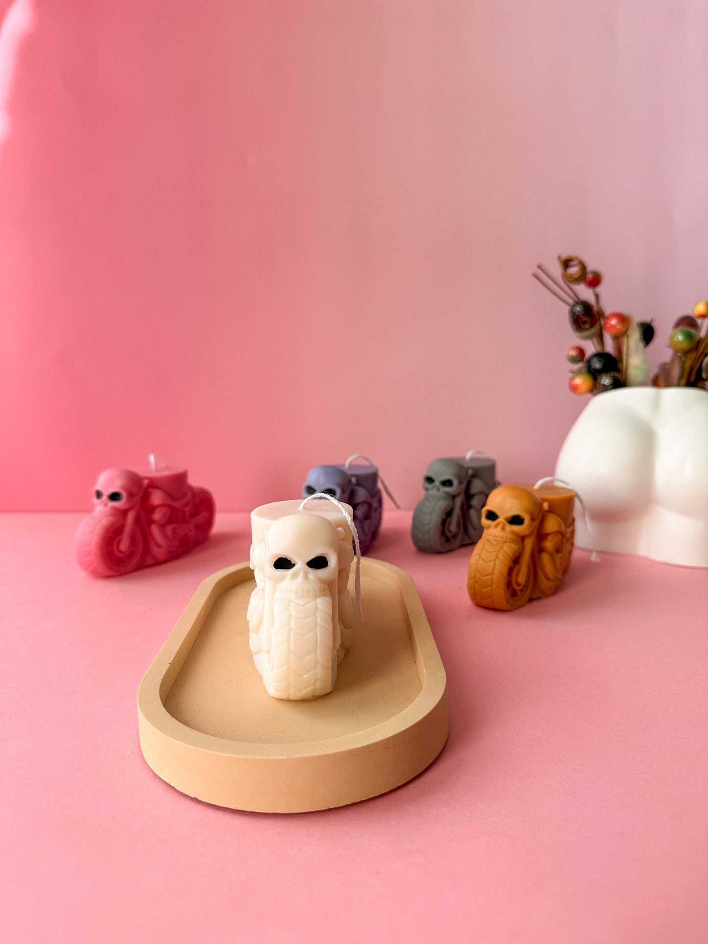 Skull Motorcycle Candle