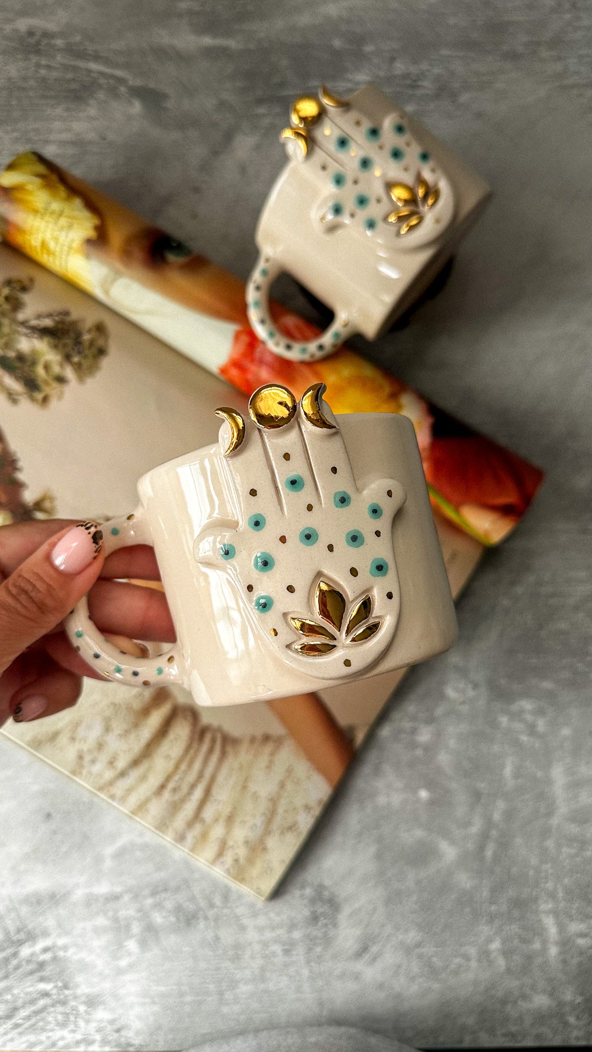 Hamsa Hand - Evil Eye Ceramic Coffee / Tea Cup